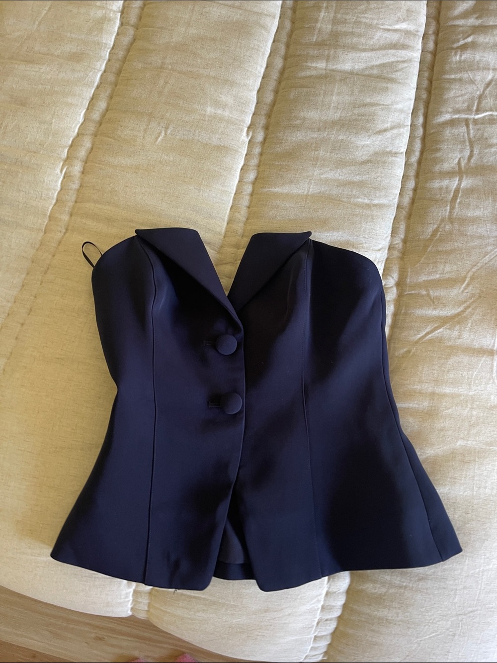 Lovers + Friends Navy Strapless Corset Top